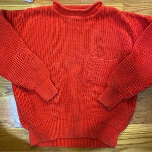 Red chunky knitted sweater